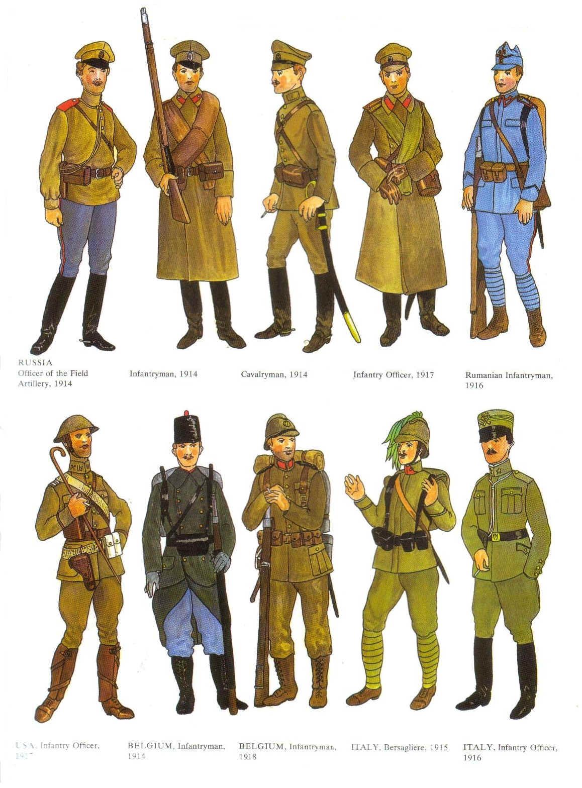 The British Expeditionary Force (BEF) entered WWI with the Service Dress uniform, consisting of a khaki tunic and trousers. 