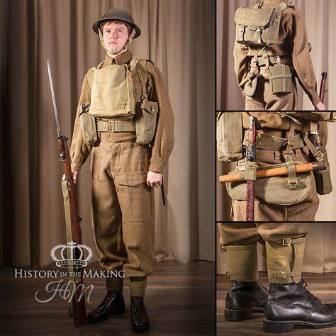 British soldiers wore the 1937 Pattern Battle Dress during World War II, a practical uniform designed for efficiency and mobility.