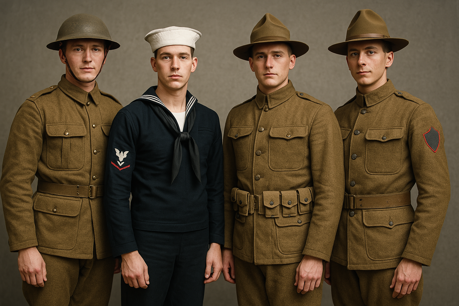 From the khaki-clad British Tommies to the proud sailors in old US Navy uniforms and the dedicated National Guardsmen, WW1 uniform types reflect the bravery and resilience of those who served
