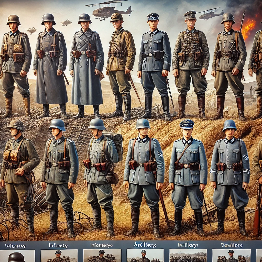 The iconic field-grey (Feldgrau) uniform introduced in 1907 became the standard issue for German soldiers during World War I. Made of wool and dyed a grey-green color, it was a major departure from the flashy colors of the 19th century.