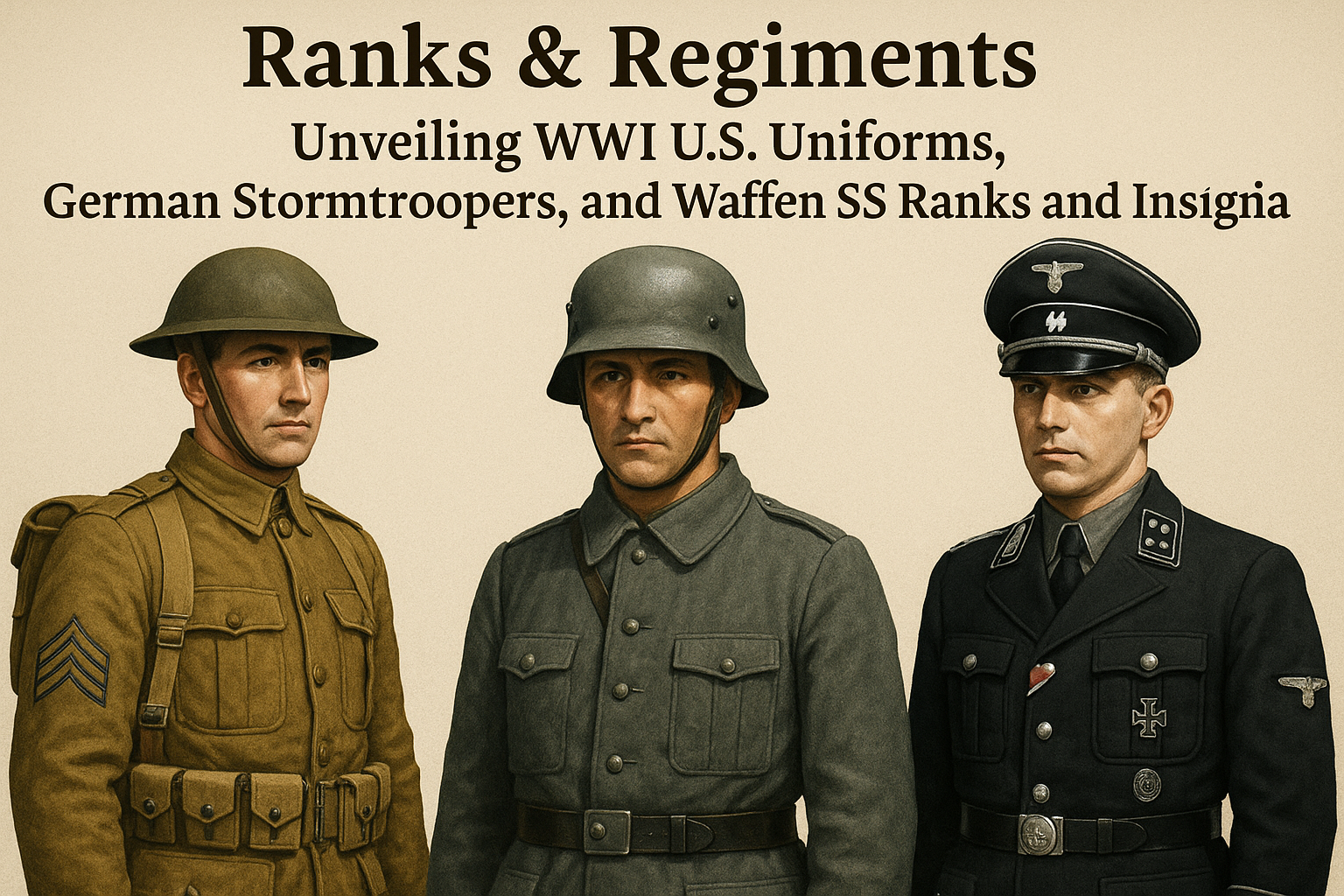 During World War I, the U.S. Army had a clearly defined hierarchical structure that was reflected directly in their uniforms and insignia. This order ranged from enlisted personnel to high-command officers.