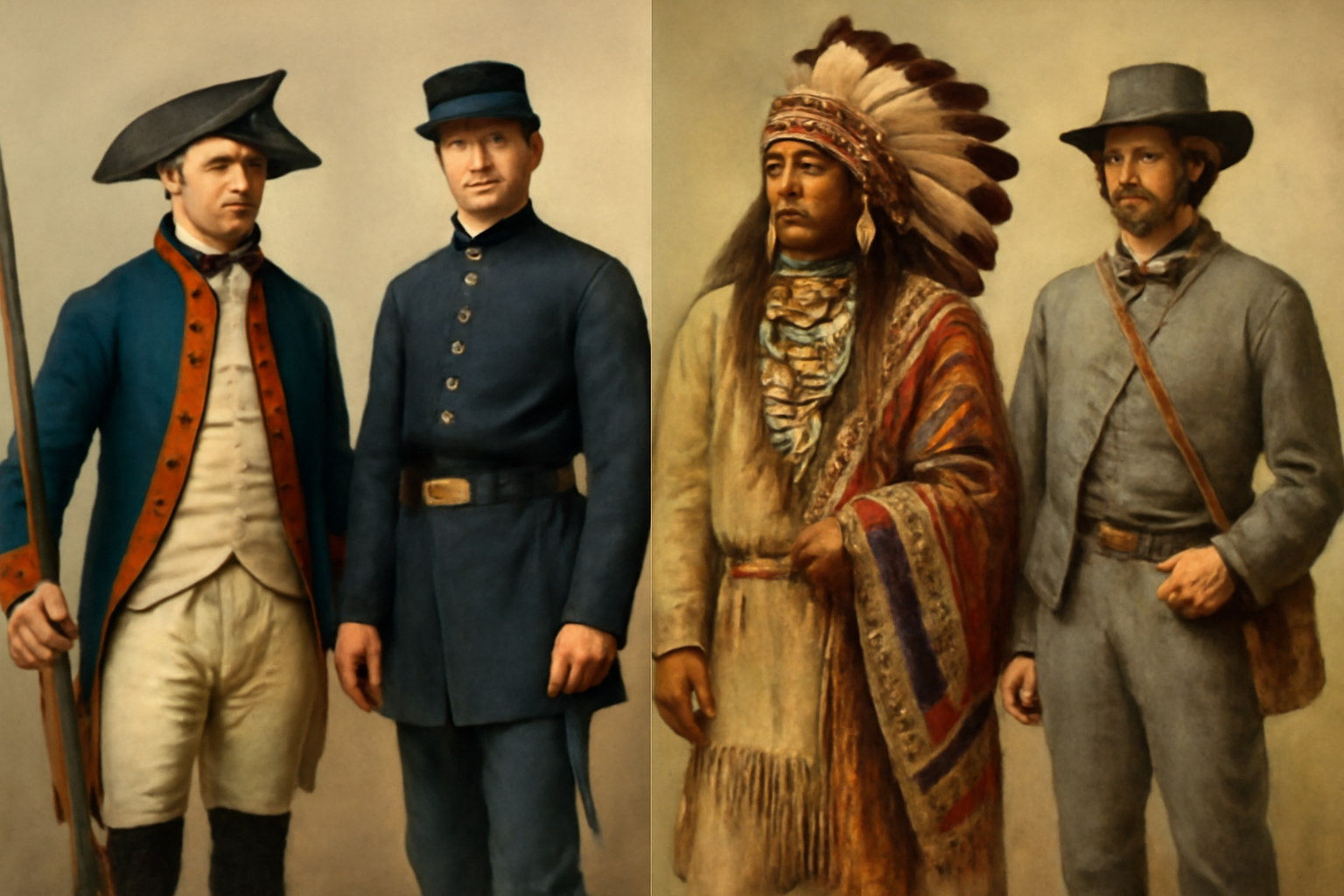 The period-specific uniforms from the American Revolutionary War, American Civil War, and Native American regalia provide a fascinating glimpse into the past.