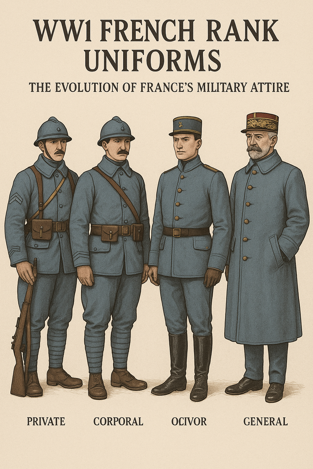 the French Army began outfitting troops in what became known as the horizon blue uniform. This soft blue-grey colour was chosen for its ability to blend into the landscape of the Western Front.