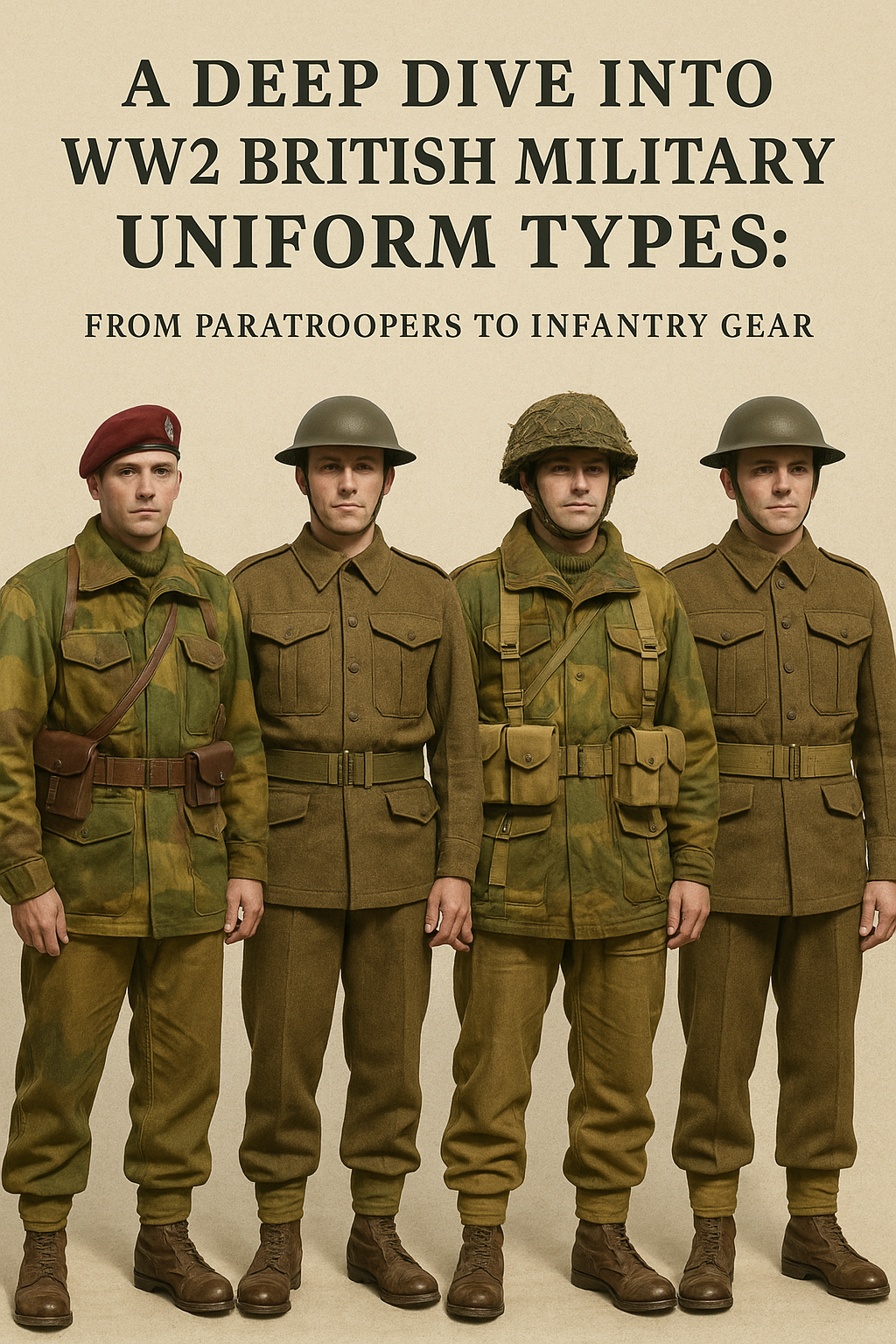 WW2 British military uniforms reflect the bravery, discipline, and innovation of a nation at war. Each item—from a standard issue battle dress to a specialized paratrooper smock—tells a story of resilience and history.