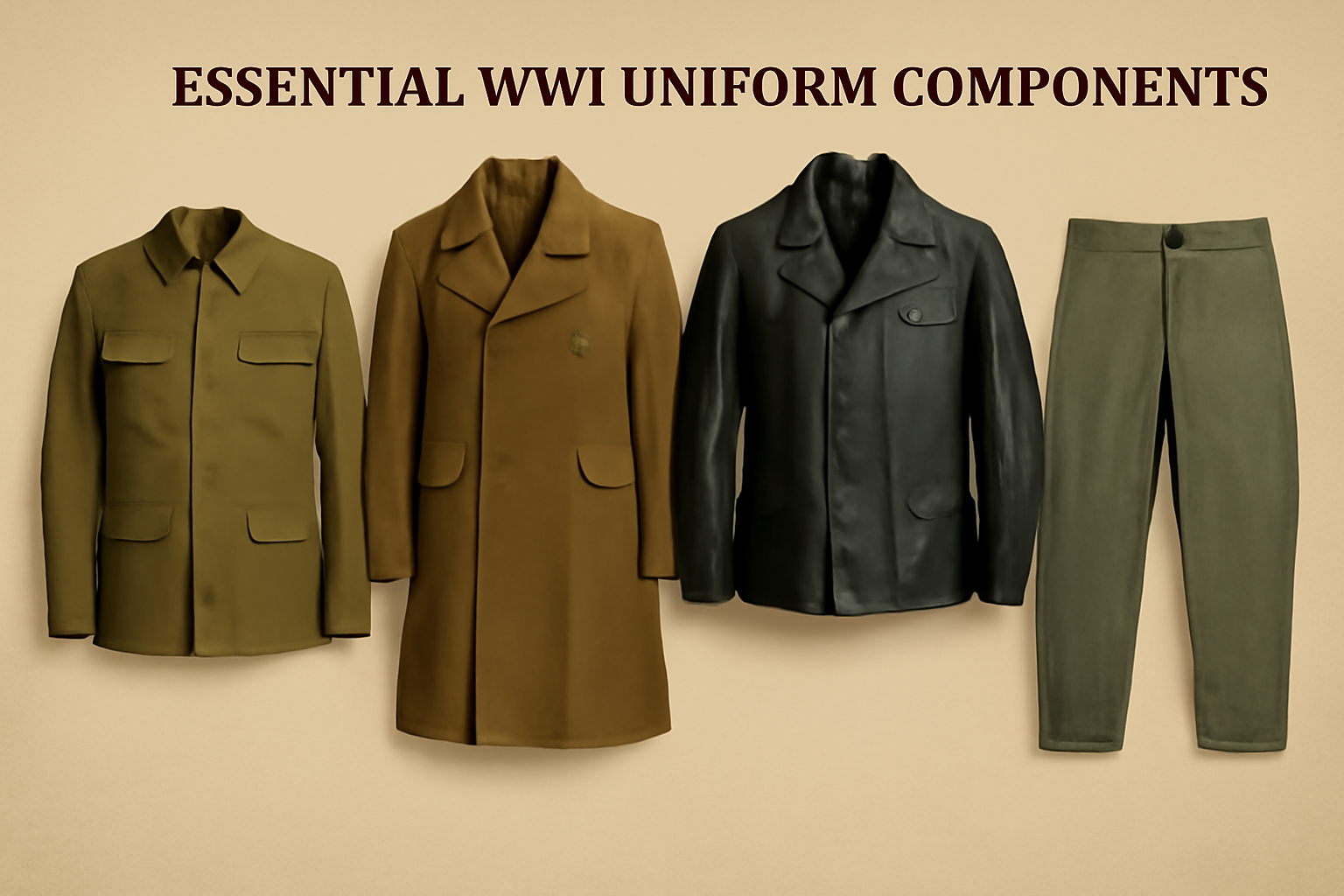 The uniforms worn by soldiers during World War I represent not only military utility but also the evolution of military fashion and technological adaptation on the battlefield. 