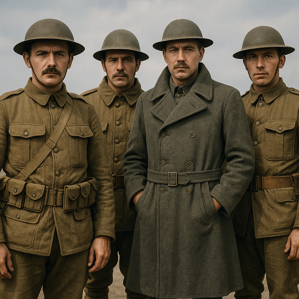 During WWI, uniforms needed to be functional, durable, and adapted for trench warfare. Unlike the decorative and often impractical uniforms of the 19th century, WWI clothing was stripped down to essentials.