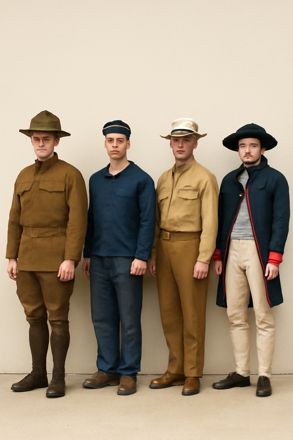 The uniforms worn during WWI and earlier, such as the WWI pants, Navy dungaree uniform, CPO khakis, and the Blue Coats of the American Revolution, continue to hold significant historical and cultural value.