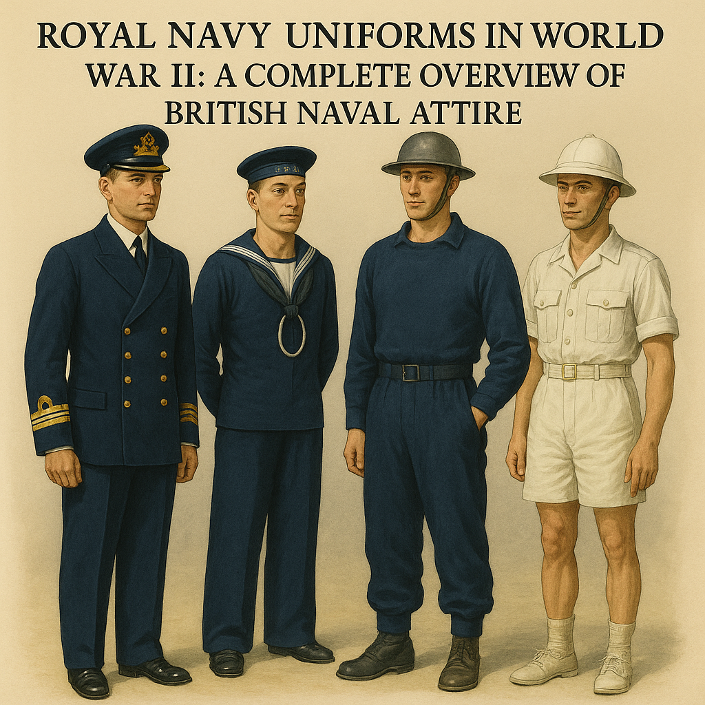 Royal Navy uniforms during World War II were a product of centuries of military evolution. From the ceremonial elegance of the officer's dress to the rugged practicality of submarine and action gear, every detail served a purpose.