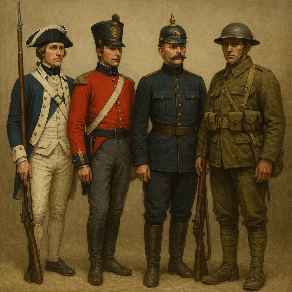 Understanding WWI military dress requires a dive into its roots, including influences from previous wars, such as the blue coats of the American Revolution and 19th-century European armies.
