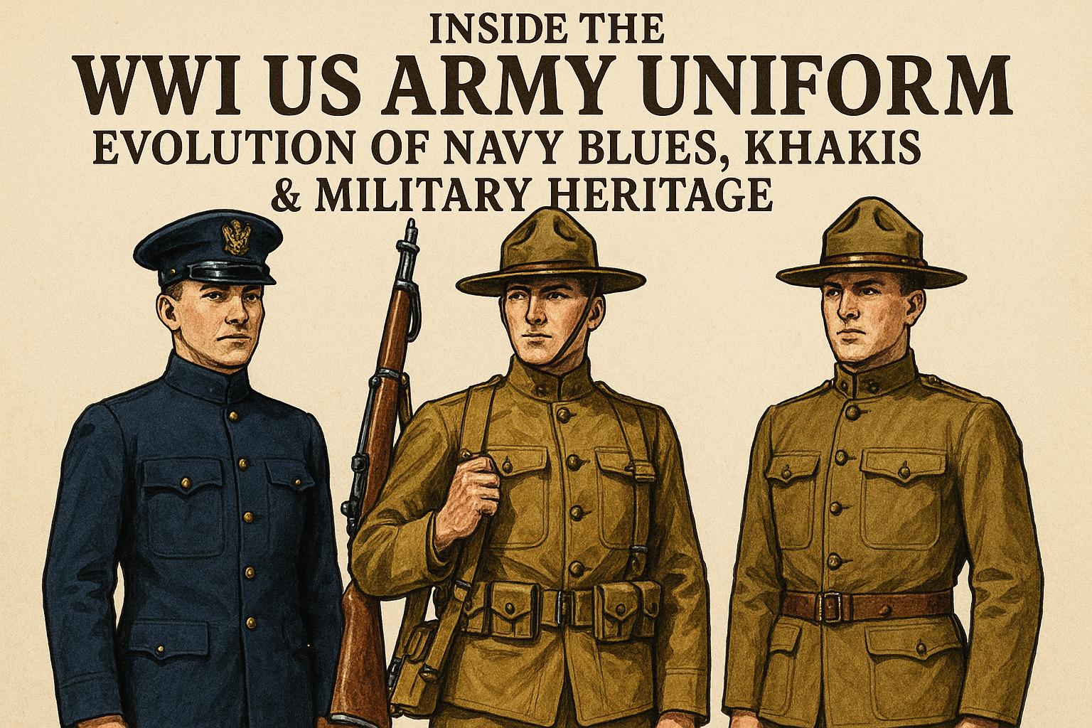 From the classic service dress blues worn by Navy officers to the rugged CPO khakis adopted for practicality, the WWI era represents one of the most fascinating times in U.S. military fashion.
