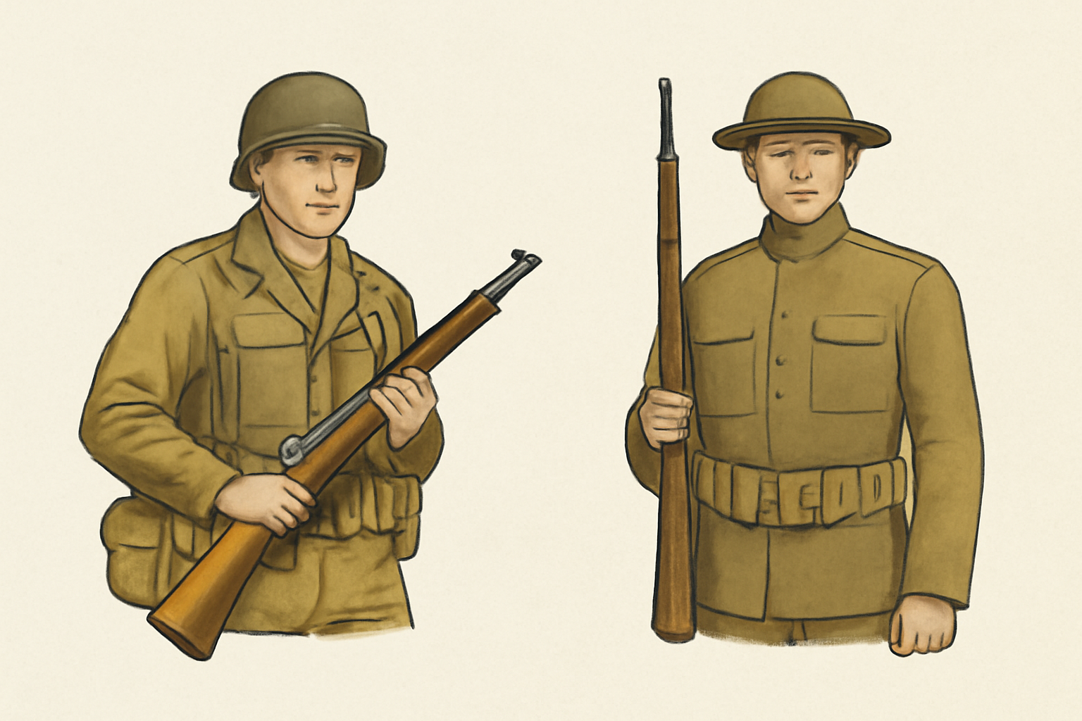 World War II American uniforms compared to their predecessors from World War 1? Here’s a surprising fact: by 1945, the U.S. Army had produced over 85 million uniforms to outfit its soldiers. 